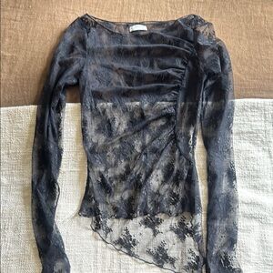 Free People Black Asymmetrical Fitted Blouse
